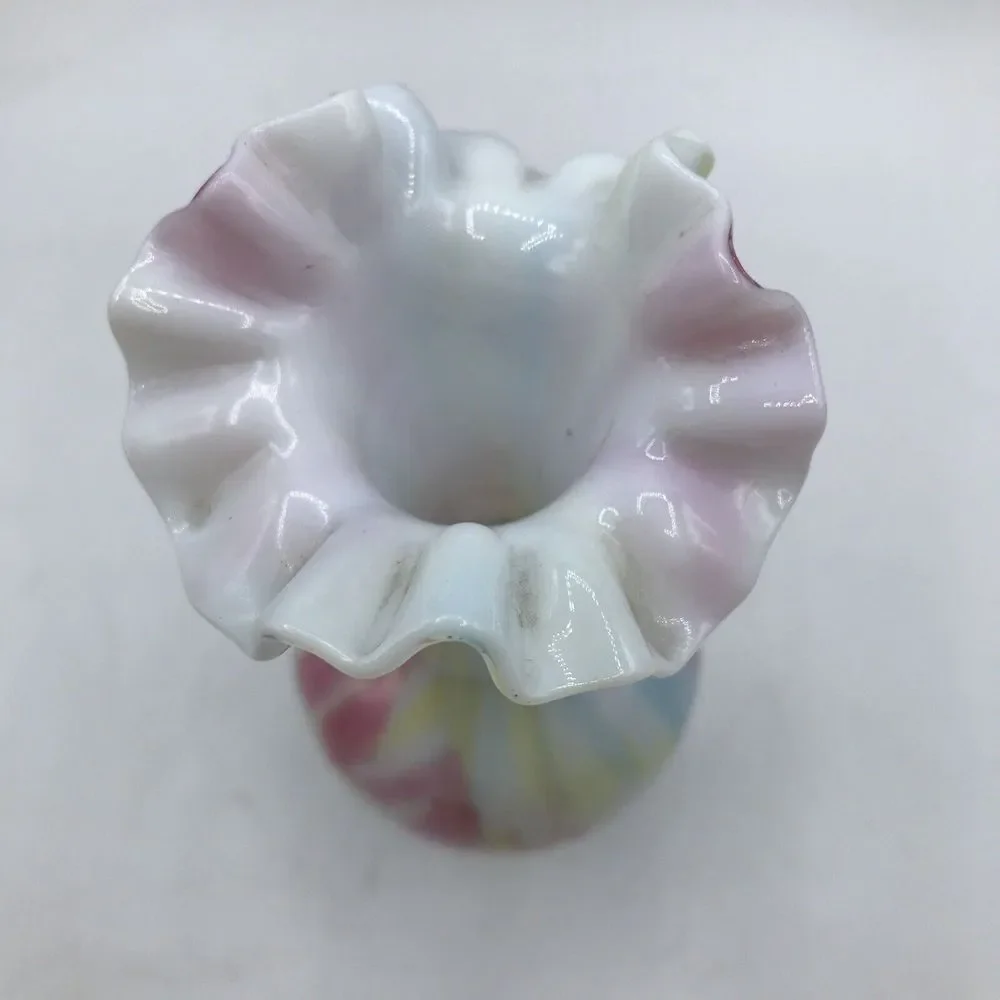Victorian End Of Day Blown Pastel‎ Spatter Splatter Vase 7